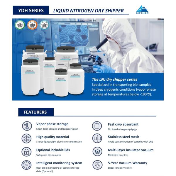 35L Liquid Nitrogen Container for Laboratory, Veterinary and Medical Applications