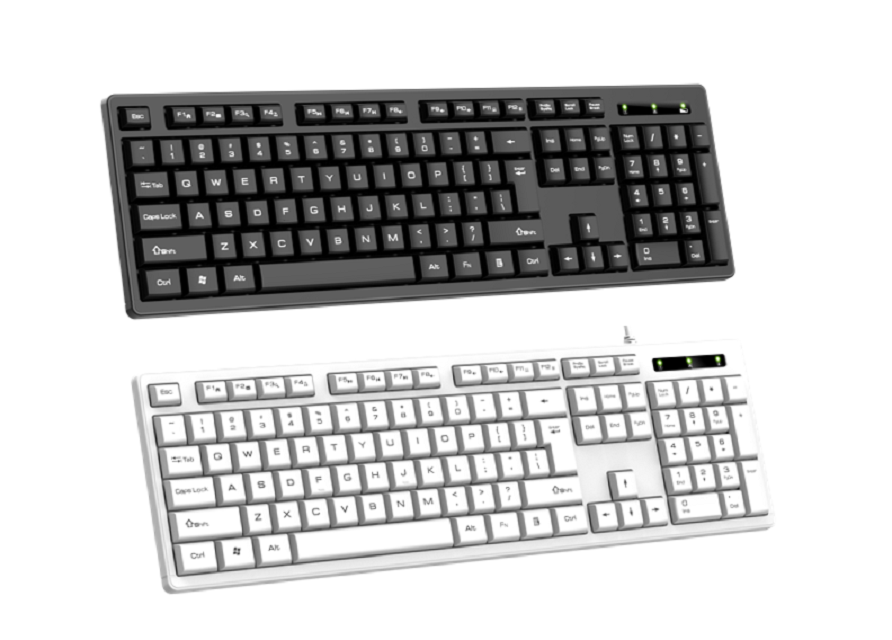 Office Membrane Keyboard, ABS 475 Housing, Carbon/ Silver Paste Film, 1.5M Cable (Wired) or Wireless,Screen/Laser Printed Keycaps