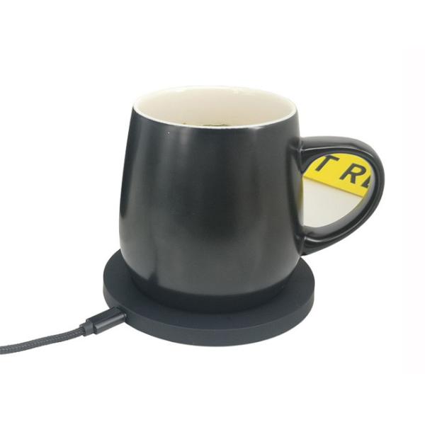 Smart warming mug coffee mug self heating cup with wireless charging base black color