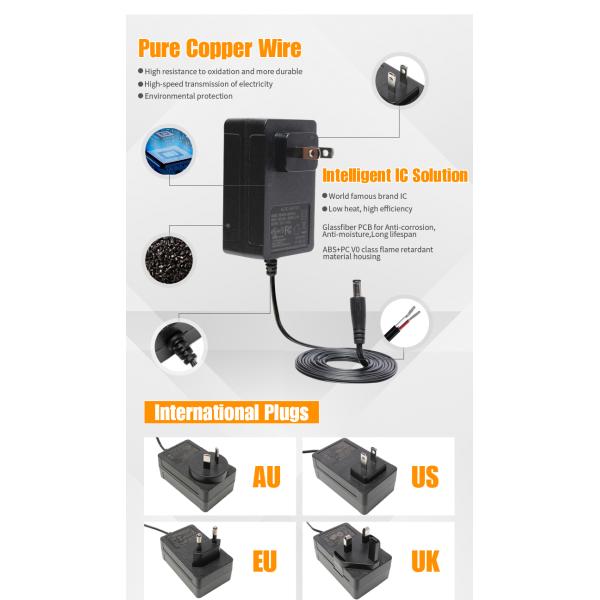 Wall Mount Lithium Battery Charger with 16.8V 25.2V Output, PC Fireproof Material