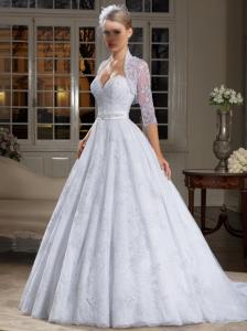 China Ball gown Sweetheart wedding dress Lace Jacket bridal gown#1407 on sale