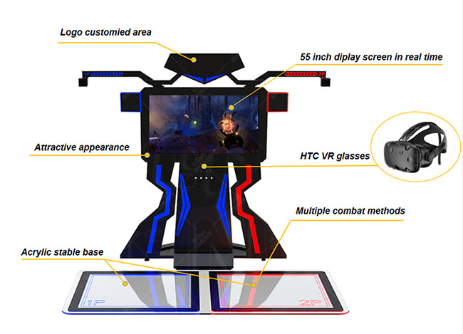 Amusement Interactive 9D Vr Shooting Simulator VR Walk Platform For 2 Players