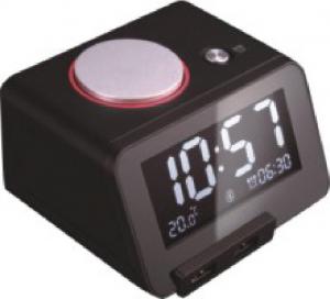 China FM radio Hotel Alarm Clock Wireless Music Player With 2 USB Charging Ports on sale