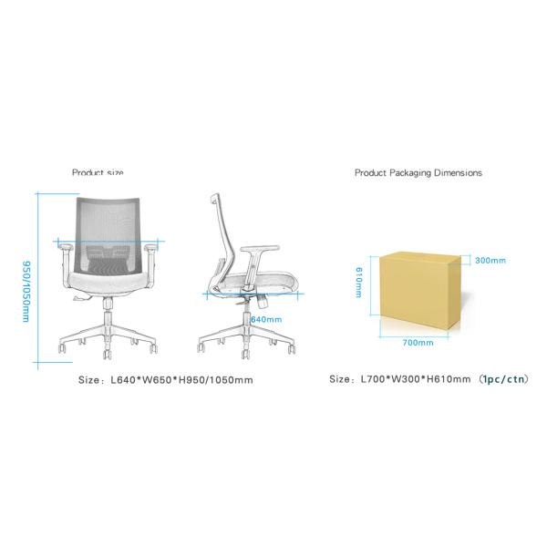 Sturdy Construction Computer Desk Chair Mesh Office Executive Chair With 2D Arm Ergonomic