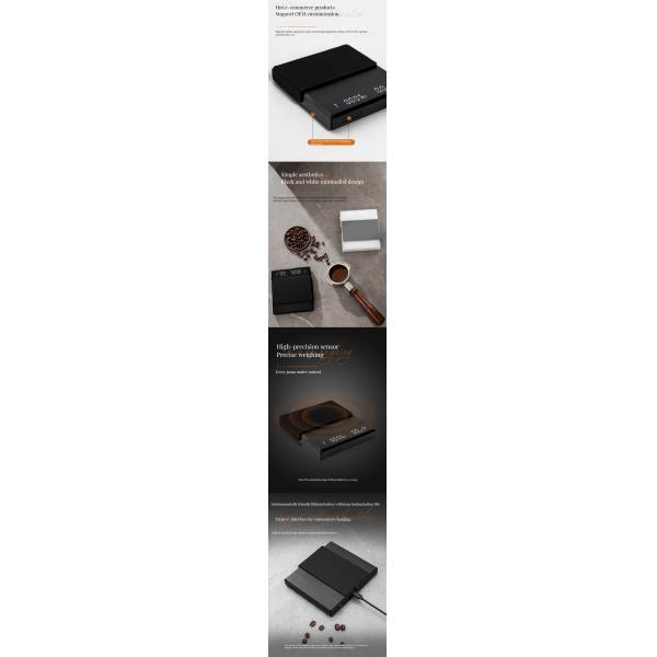 Battery Powered 3kg Capacity Rectangle Coffee Scale with Timer and Weight Measuring