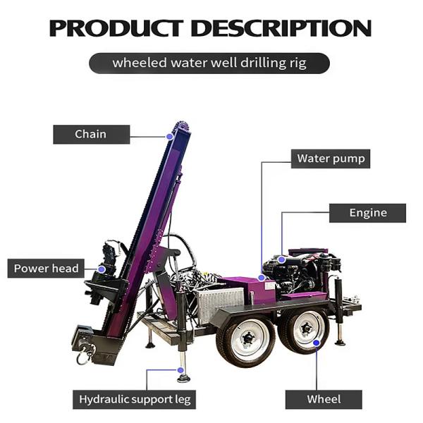 Small Water Well Drilling Rig Rotary Borehole Drilling Machine Trailer Mounted Water Well Drilling Rigs