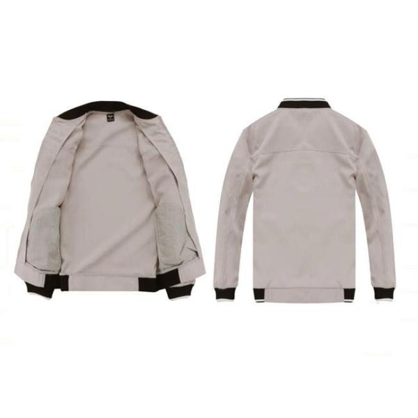 Beige Cotton Men's Bomber Jackets Knitted Ribbed Cuffs / Flight Jackets For Men