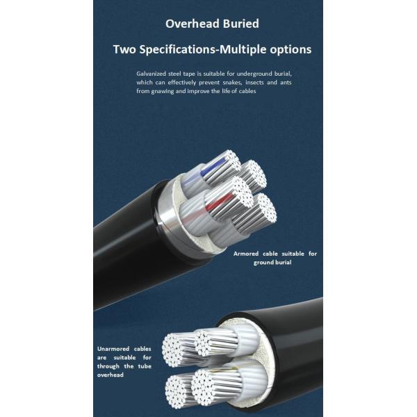 16mm2 35mm2 Aluminum Copper Conductor Medium Voltage Armoured PVC/XLPE Insulated DC Cable