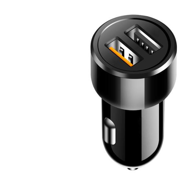 Dual USB car charger quick charge 3.0+5v 2.4a PC fireproof material