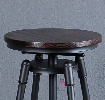 Loft Style Adjustable Metal Restsaurant Bar Stools Wood / Leather Seats Bar Chair