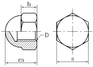 High Tensile Decorative Hex Cap Nuts , Stainless Nuts Drawing Request Finish