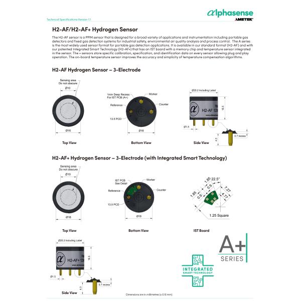 High Resolution 0.7 H2-AF/H2-AF Hydrogen Sensor For Ambient Air Analysis High Sensitivity 10 To 40