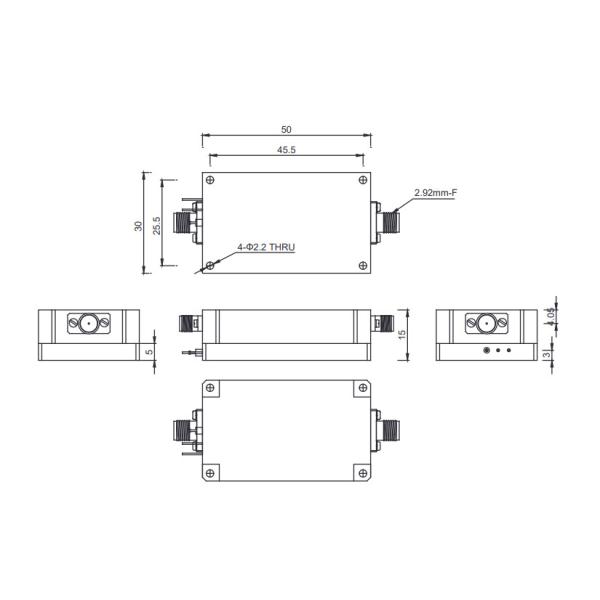 0.7 - 4 GHz S Band Power Amplifier P1dB 27 dBm RF Transmitter Amplifier
