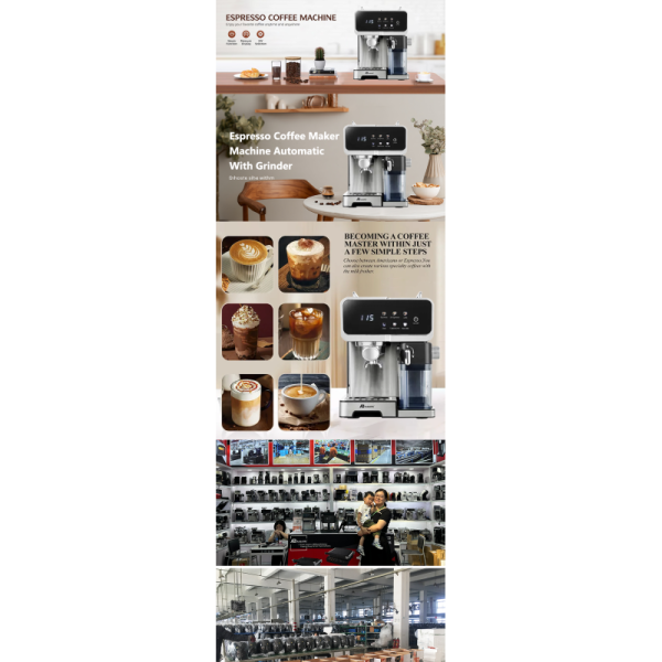 Full SS Housing LED Touch Screen Espresso Machine With Milk Frother