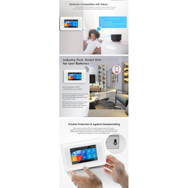 433Mhz WIFI GSM Alarm System 1900mHA Smart Alarm Sensor Touch Screen
