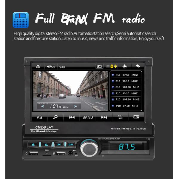 1 Din Universal Car Player Retractable Touch Screen RDS AUX GPS