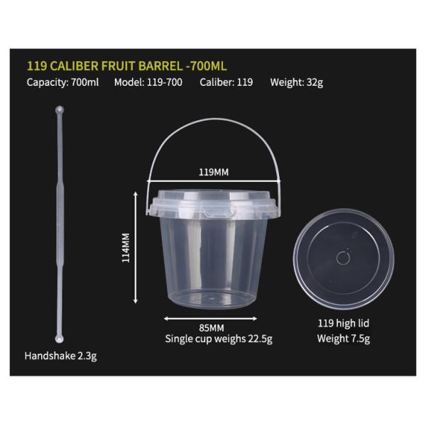 750ml 1000ml PP Plastic Cups Clear Disposable Plastic PP Injection Fruit Juice Bucket