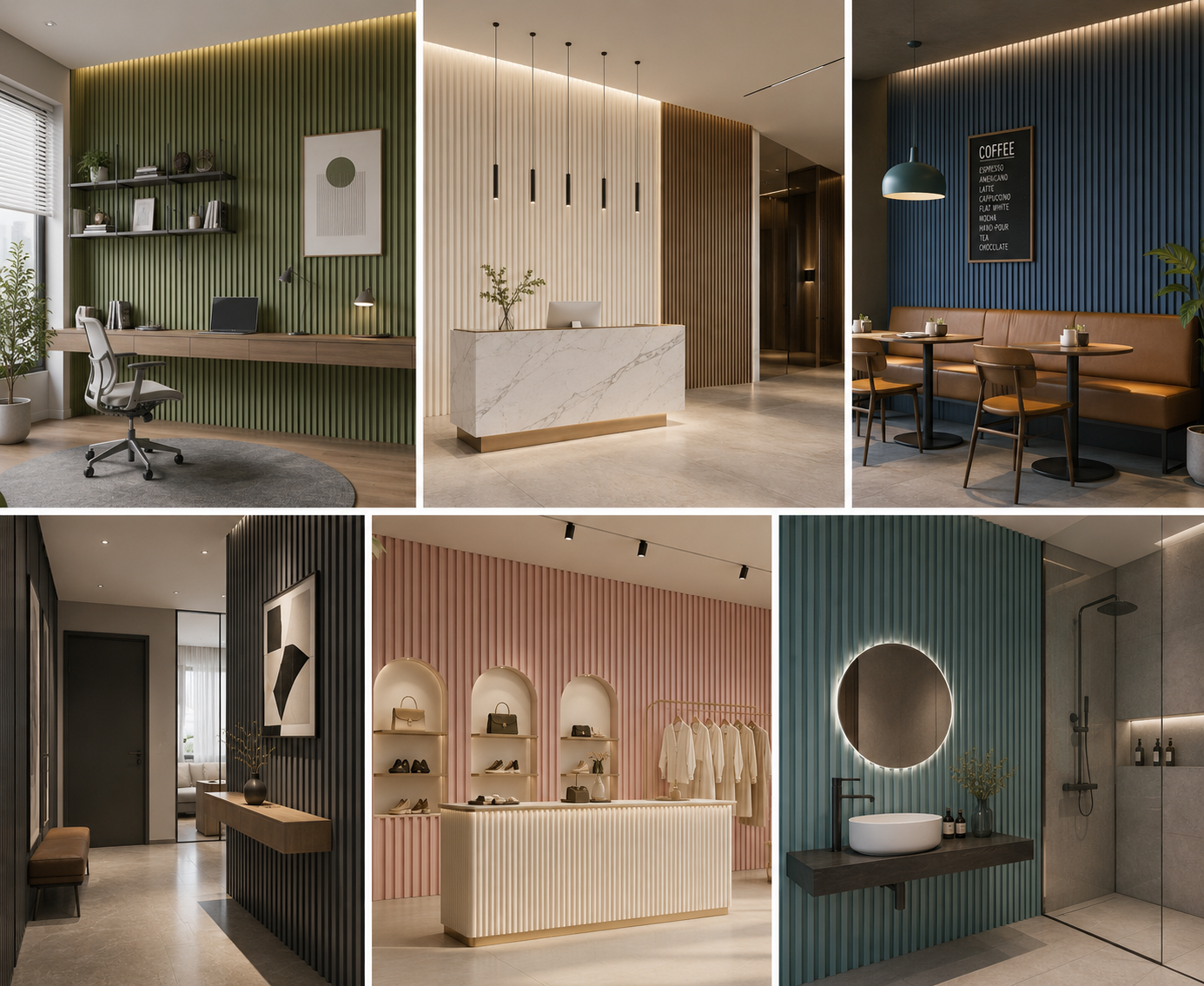 Moisture Proof PVC Fluted Wall Panels 160x18mm Durable Grooved Interior Cladding for Living Room Hotel Spaces