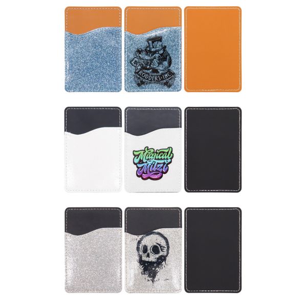 Custom Leather Sparkle Sublimation Phone Card Holder