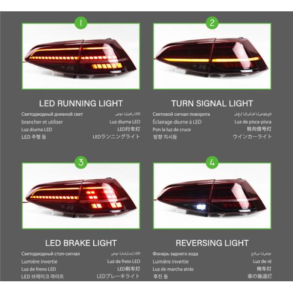 3 Inch LED Car Tail Lights Volkswagen Model Vw LED Replacement Golf 7