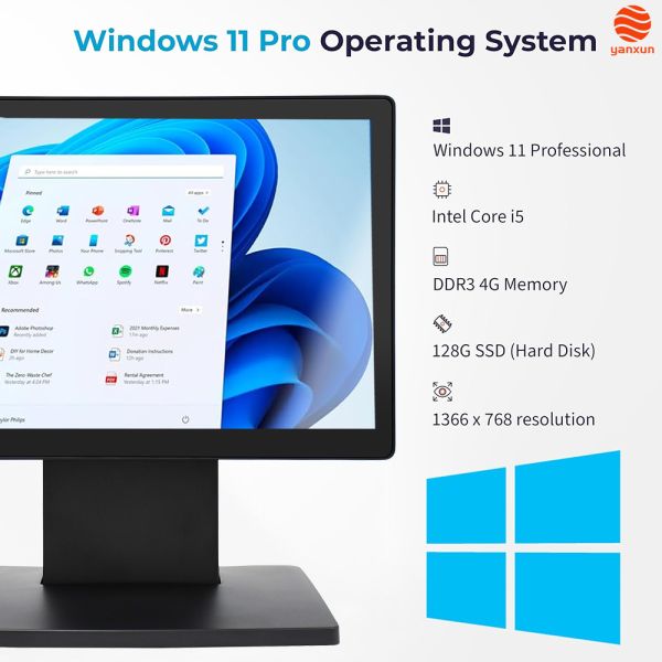 10.1” 10-Point Touch POS Machine Windows 11 Pro/Android 11, Core i5/2GB RAM, 128GB/32GB Storage, Multi-Port Connectivity for Retail & Hospitality