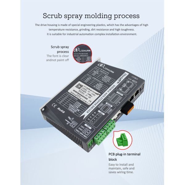 Lichuan 2-Axis DC Closed Loop Stepper Motor Drivers Controller Kit 5.5N.m 2Phase Nema24 DC24V~50V 4.0/4.5/5.0/5.8A 1000PPR