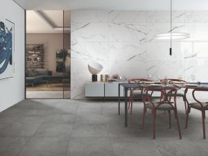 China Carrara Super White Polished Porcelain Tile , 24x48 Modern Bathroom Floor Tile on sale