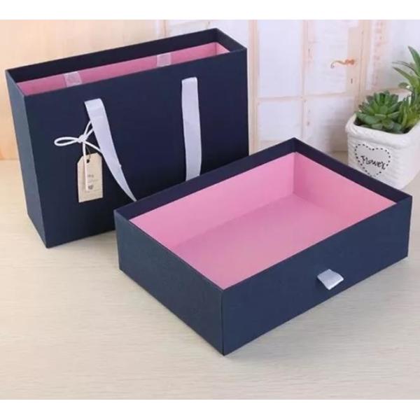 Custom Drawer Gift Box Cardboard Packaging , Luxury Gift Boxes With Handle
