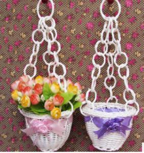 China Plastic Rattan Flower Basket on sale