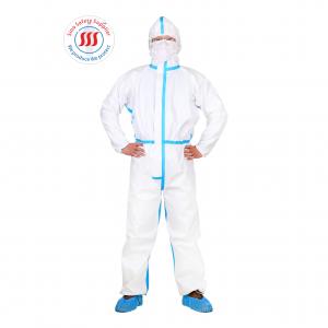Buy cheap Type 4 Taped White Disposable Coveralls Anti Virus Blood Microbe Liquid Permeation product
