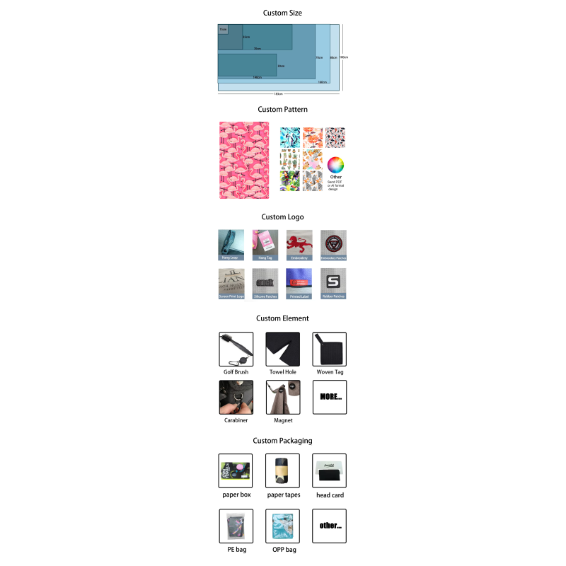 Sublimation Cooling Microfiber Golf Towel Custom Logo Printed