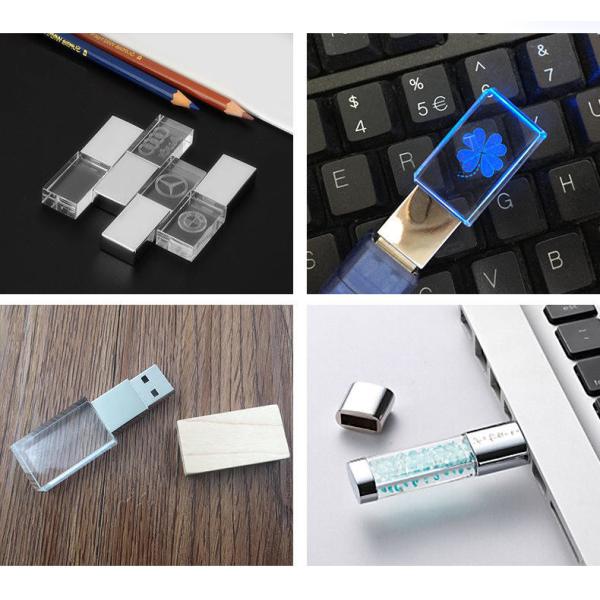 Custom Logo USB 3.0 or 2.0 Crystal Usb flash drive With LED Light