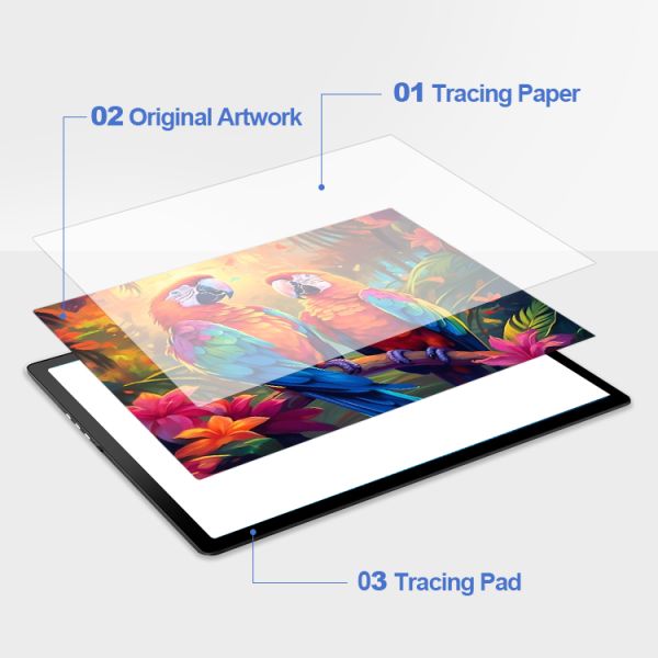 PS PMMA A2 Plastic LED Drawing Board Educational Toy 594420mm Working Area Light Pad Learning Gift for Boys Girls Kids