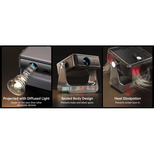 D2 Rotating Flip Freestyle Projector Auto Focus Android Smart Mini Projector Full HD 1080P