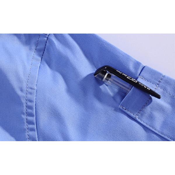 Polyester Cotton Short Sleeves Industrial Work Uniforms Twill Engineer Sky Blue
