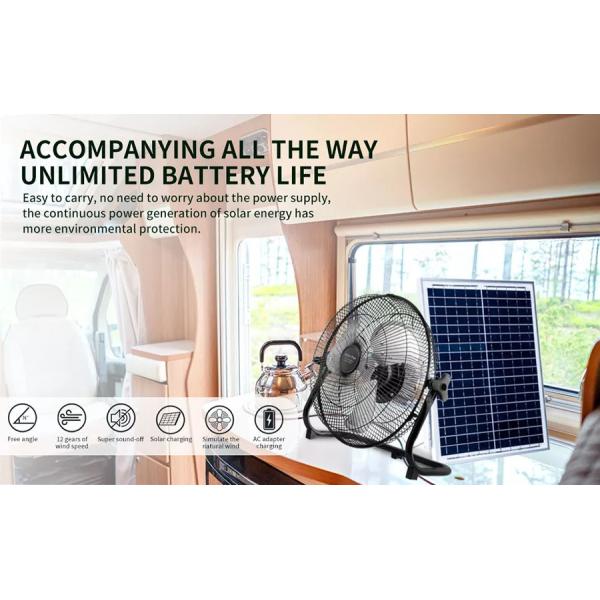 Mini Rechargeable Solar Panel Ventilating Industrial Electric Fan With Camping Led Emergency