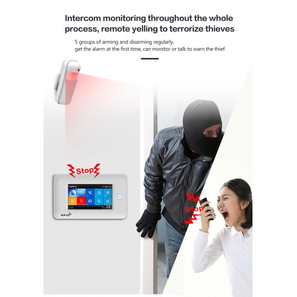 433Mhz WIFI GSM Alarm System 1900mHA Smart Alarm Sensor Touch Screen