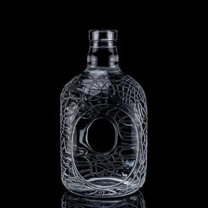 Buy cheap Glass Round Carved 700ml 750ml Vodka Glass Bottle Wine Bottle With Cork Sealing Type product