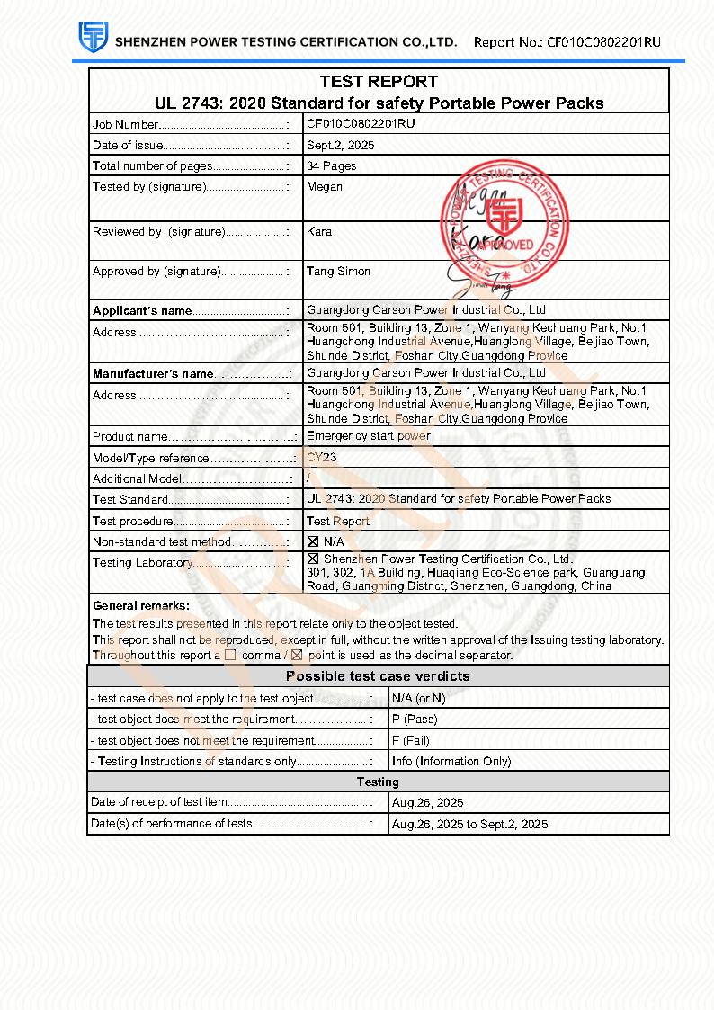 Zhongshan Chuangneng New Energy Co., Ltd Certifications