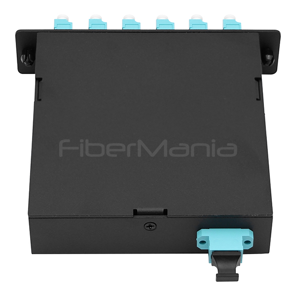Telecommunication Networks MPO Cassette With 6 OM3 Multimode LC Duplex Adapters
