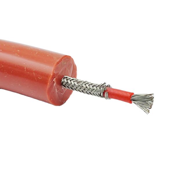 Extra High Voltage Cable High-Temp Shielded Cable 60KV DC Red Silicone Braided Cable