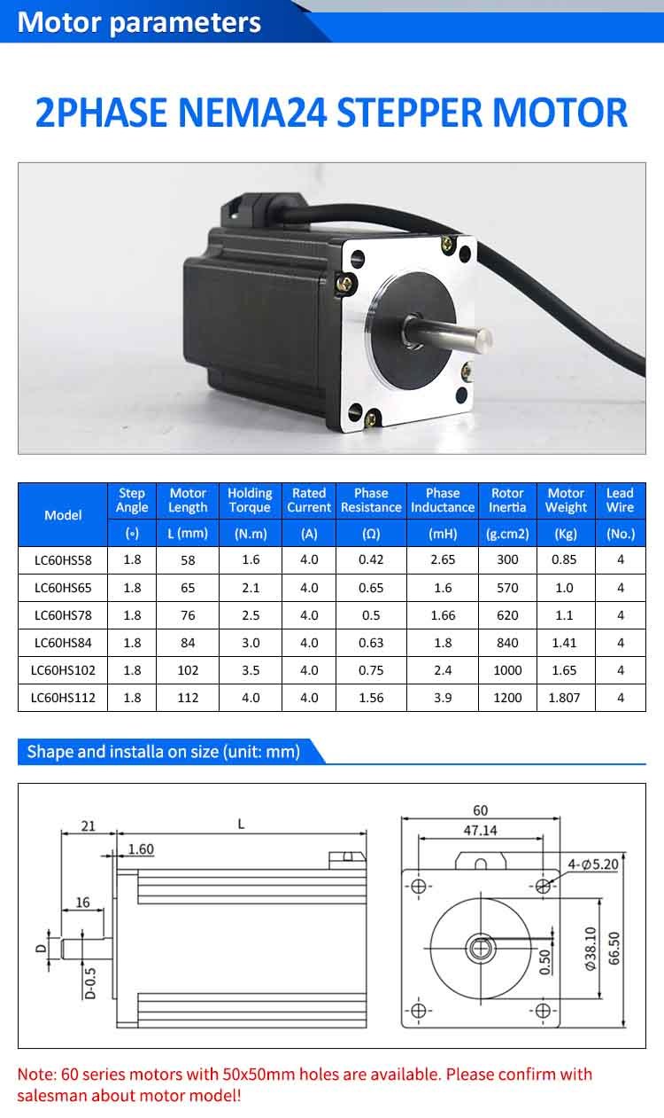 Lichuan 2A DC Open Loop Stepper Motor Drivers Kit EtherCAT 4.0N.m 2 Phase Nema24 DC24V~50V 4.0A