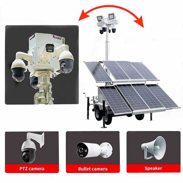 Towable Light Tower Quick Deployment Emergency Light Tower Beam Angle 350° Solar LED Light Tower