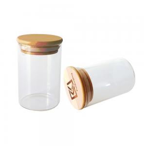 Buy cheap Wood Lid Suction Borosilicate Glass Jar Marijuana Storage Container 4oz 6oz product