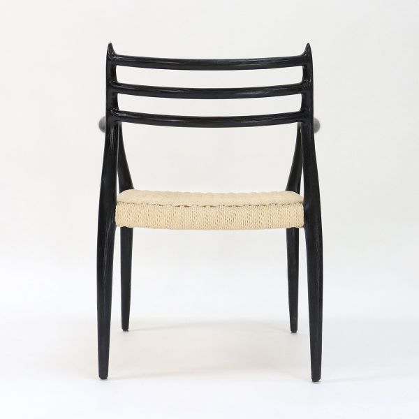 Modern Dining Chair Hand-woven Cord Nitrolacquer Finish Solid Wood with Armrest Modern Design