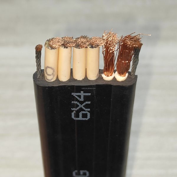 YFFB Copper Rubber Insulated Rubber Jacket Double Steel Wire Elevator Flat Cable 450V 3/4/5 Core 35-120 Square