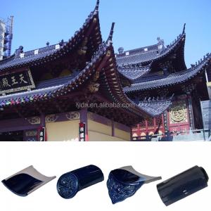 China Construction Material Chinese Glazed Roof Tiles Blue Kaolin Clay Villa on sale