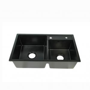 Buy cheap 2 Bowl Matte Black Kitchen Sinks For Quartz Countertops 760*450mm Sound Deadening product