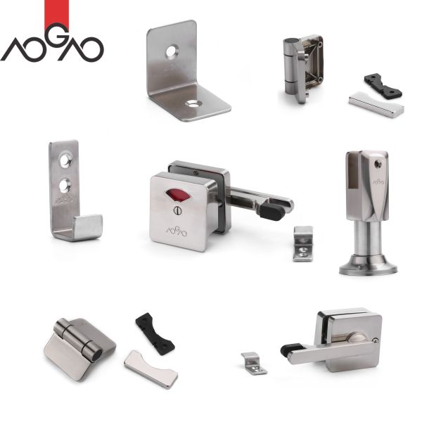 Square Beveled Partition Door Hardware SS Bathroom Partition Accessories