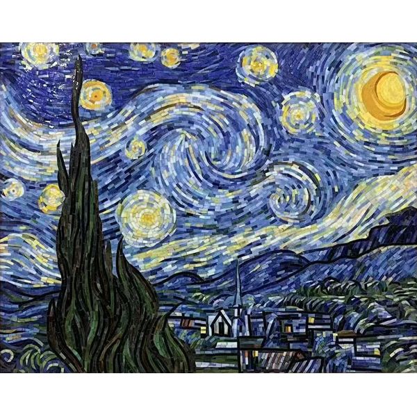 Blue Stunning Art Wall Glass Mosaics For Office and Bathroom